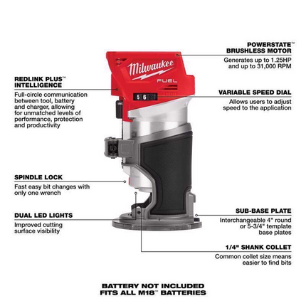 Milwaukee M18 FUEL 1.25 HP Cordless Router