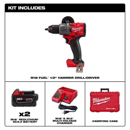 Milwaukee M18 FUEL 1/2" Brushless Cordless Hammer Drill Driver Kit
