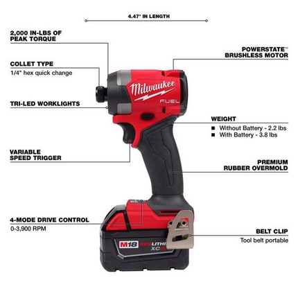 Milwaukee M18 FUEL Cordless Impact Driver Combo Kit (1/4", Brushless)