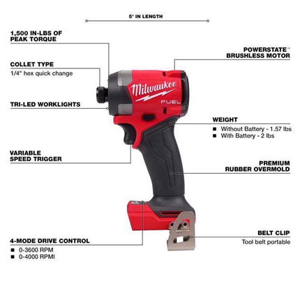 Milwaukee M18 FUEL 1/4" Brushless Cordless Impact Driver Tool Only
