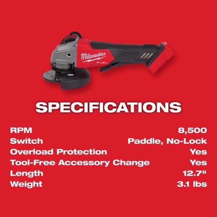 Milwaukee 2980-20 M18 FUEL 4.5"-5" Brushless Angle Grinder