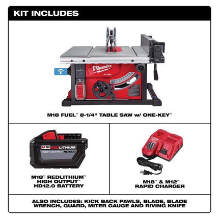 Milwaukee M18 FUEL 8-1/4" Cordless Table Saw Kit with Battery & Charger