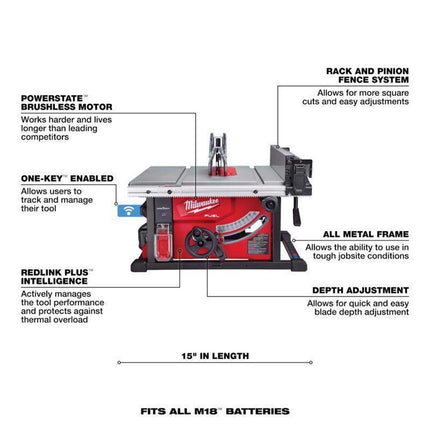 Milwaukee M18 FUEL 8-1/4" Cordless Table Saw Kit with Battery & Charger