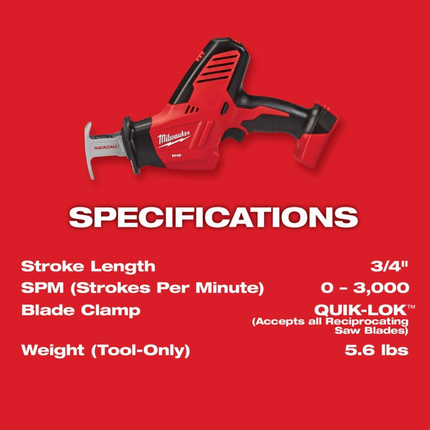 Milwaukee M18 Hackzall 18V Reciprocating Saw