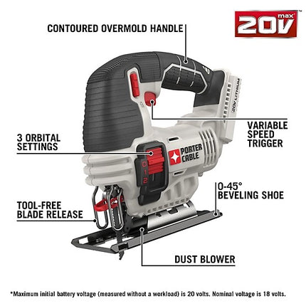 PORTER-CABLE 20V Max Cordless Lithium-Ion Jigsaw