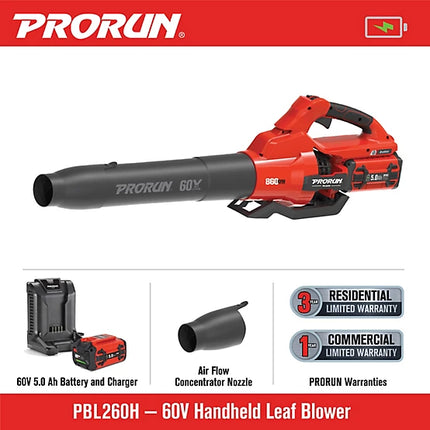 PRORUN 190 MPH 60V Brushless Leaf Blower