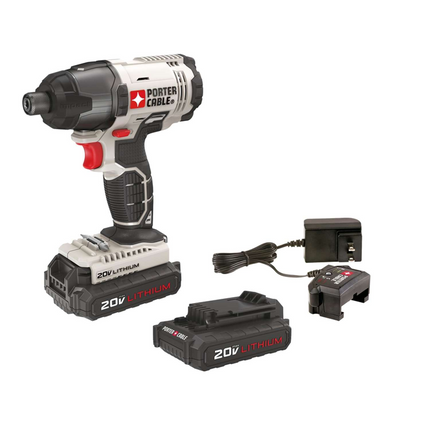 Porter Cable 20V MAX 1/4" Brushed Cordless Compact Impact Driver Kit