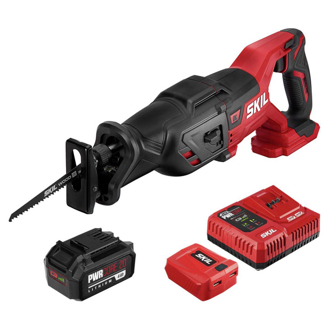 SKIL PWR CORE 20V Recip Saw – Brushless Motor, Cordless Cutting Tool (Battery & Charger Included)