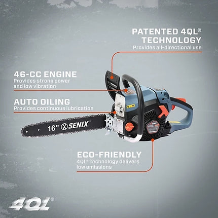 Senix 16" 46cc Gas Powered Chainsaw