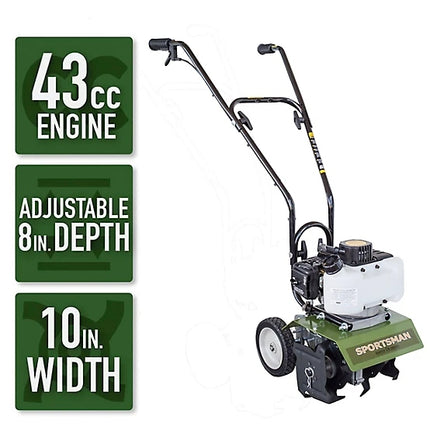 Sportsman Series 7-10 Inch 16-Tine 43cc 2-Stroke Gas Mini Tiller & Cultivator
