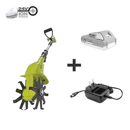 Sun Joe iON+ 24V Cordless Garden Tiller/Cultivator Kit