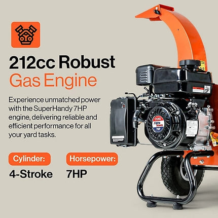 SuperHandy 209cc Gas Powered Wood Chipper
