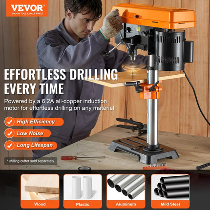 Vevor 10" Benchtop Drill Press Adjustable Speed 610-2800 RPM