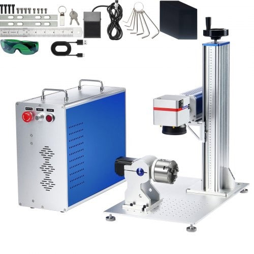 VEVOR 100W Fiber Laser Marker High-Precision Engraving Machine with Rotary Tool