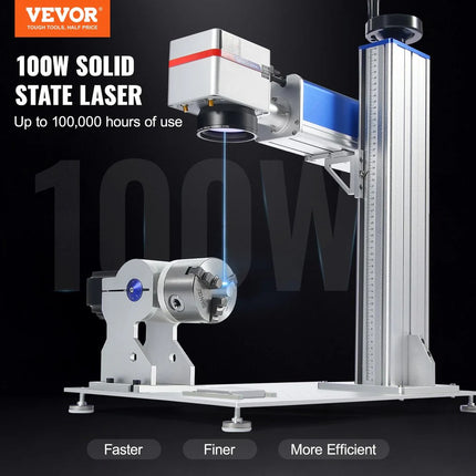VEVOR 100W Fiber Laser Marker High-Precision Engraving Machine with Rotary Tool