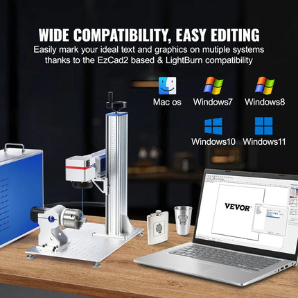 VEVOR 100W Fiber Laser Marker High-Precision Engraving Machine with Rotary Tool