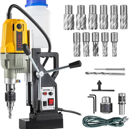 Vevor Electric Mag Drill 1100W 1.57" Boring with 7 Bits 580RPM