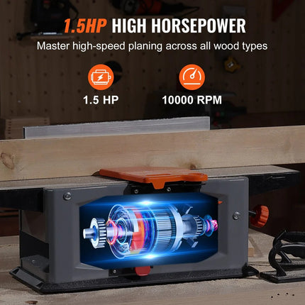 VEVOR 6" Spiral Benchtop Jointer 1.5HP Motor, 10,000 RPM
