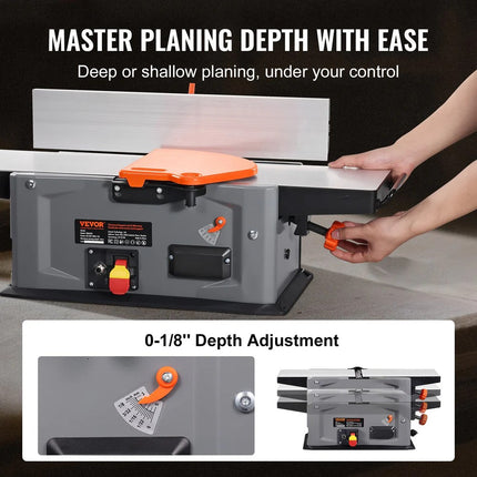 Vevor 8" Spiral Benchtop Jointer 2HP 10,000 RPM with 18-Blade Cutterhead