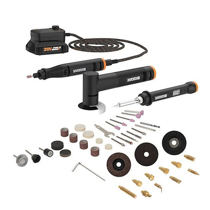 WORX 20V MakerX Kit Rotary Tool Grinder Soldering Iron Wood Burner