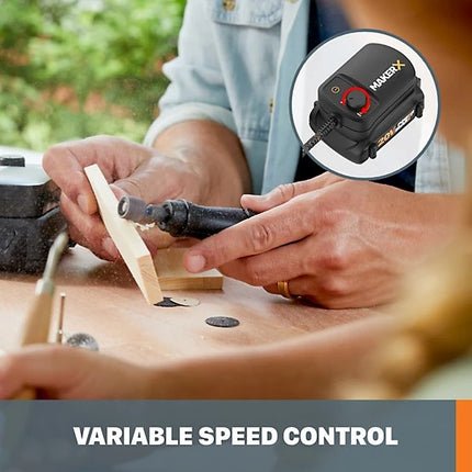 WORX 20V MakerX Kit Rotary Tool Grinder Soldering Iron Wood Burner