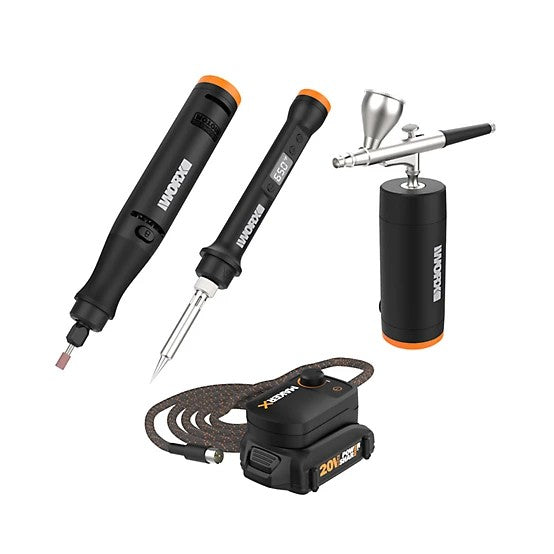 WORX MakerX 20V Craft Kit with Rotary Tool, Soldering Iron & Airbrush