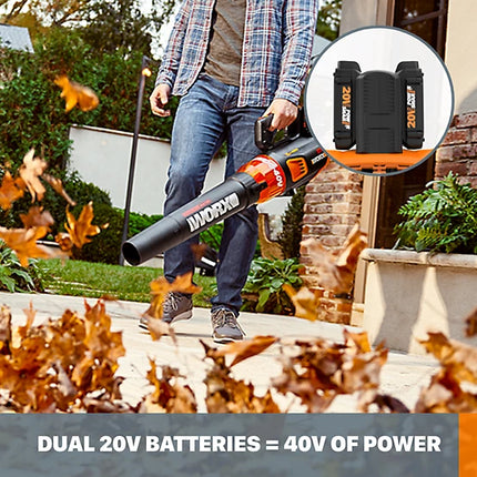WORX 40V Cordless Leaf Blower - 80 MPH / 470 CFM (Battery & Charger Included)