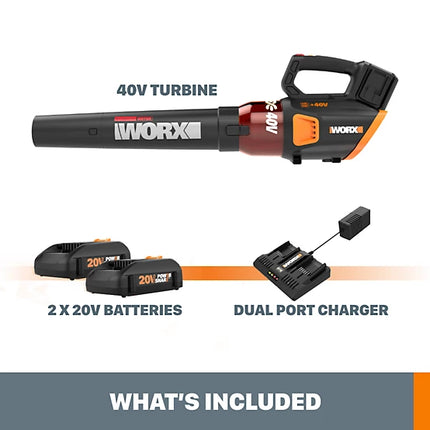 WORX 40V Cordless Leaf Blower - 80 MPH / 470 CFM (Battery & Charger Included)