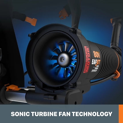 WORX Nitro 80V Brushless Backpack Blower - 800 CFM Hurricane Force (150 MPH Wind Speed)