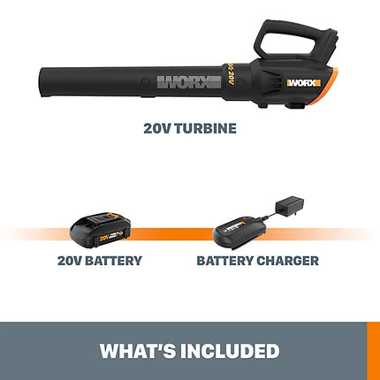 WORX 20V Cordless Leaf Blower - 75 MPH/360 CFM