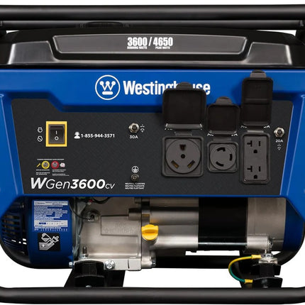 Westinghouse WGen3600cv 3600W/4650W Gas Generator 30A Recoil Start CO Sensor