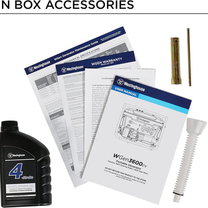 Westinghouse WGen3600cv 3600W/4650W Gas Generator 30A Recoil Start CO Sensor