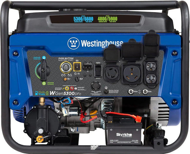 Westinghouse WGen5300DFc 5300W/6600W Dual Fuel Generator Remote Start CO Sensor