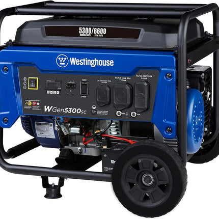 Westinghouse WGen5300sc 5300W/6600W Gas Generator 30A Electric Start CO Sensor