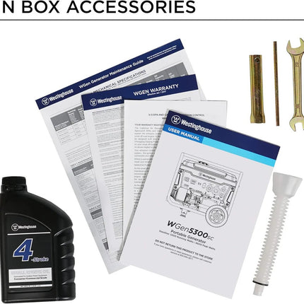 Westinghouse WGen5300sc 5300W/6600W Gas Generator 30A Electric Start CO Sensor