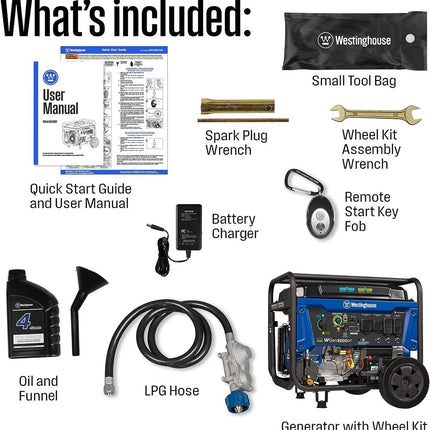 Westinghouse WGen9500DF 9500W/12500W Dual Fuel Generator Remote Start New