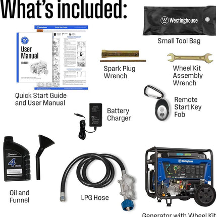 Westinghouse WGen9500DFc 9500W/12500W Dual Fuel Generator Remote Start CO Sensor New