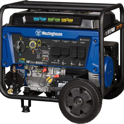 Westinghouse WGen9500TFc 9500W/12500W Tri-Fuel Generator Remote Start CO Sensor New