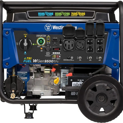 Westinghouse WGen9500TFc 9500W/12500W Tri-Fuel Generator Remote Start CO Sensor New