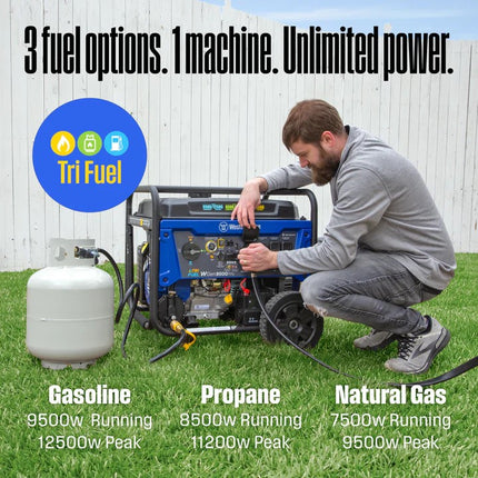 Westinghouse WGen9500TFc 9500W/12500W Tri-Fuel Generator Remote Start CO Sensor New